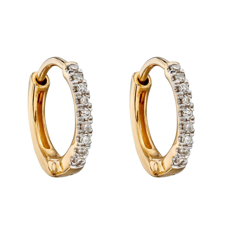 Elements Gold GE2320 Hoop Earrings Pave Diamonds