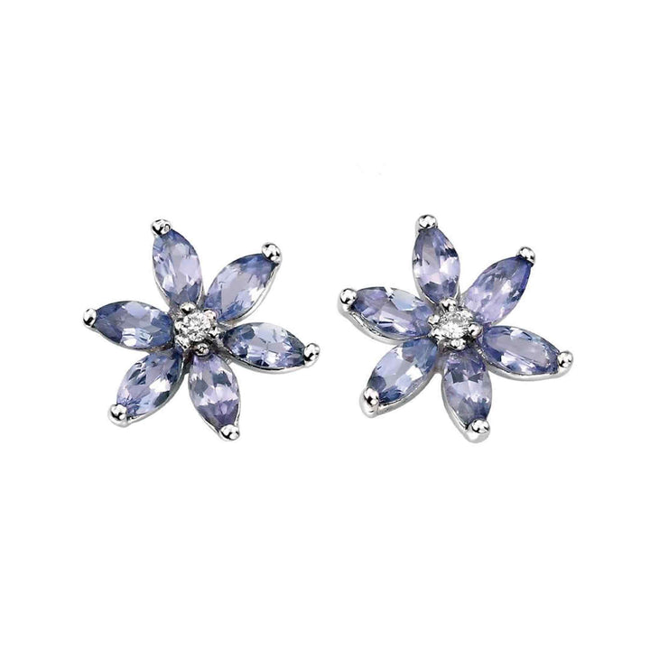 Elements Gold GE803M Tanzanite Flower Earrings With Diamond