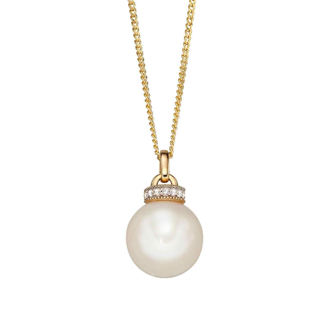 Elements Gold GP2120W Freshwater Pearl Diamond Set Top Pendant Only