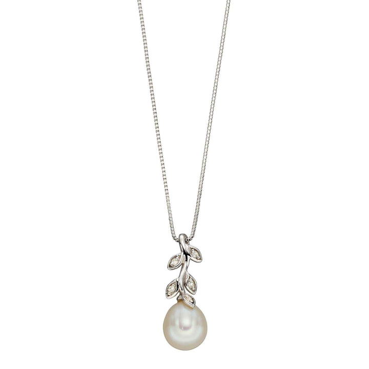 Elements Gold GP2238W Pearl and Diamond Vine Pendant Only