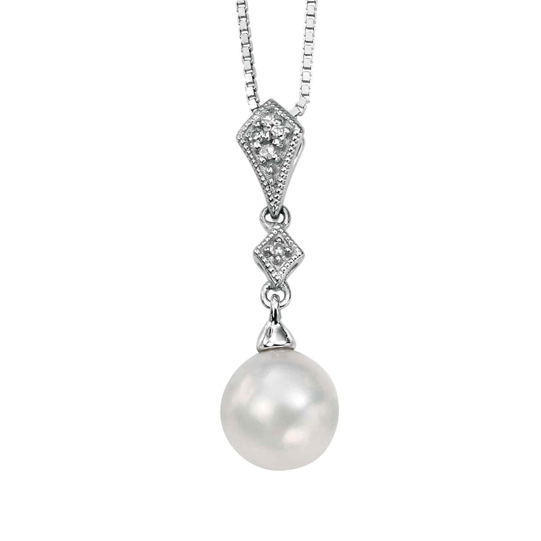 Elements Gold GP785W Freshwater Pearl Diamond Drop Pendant Only