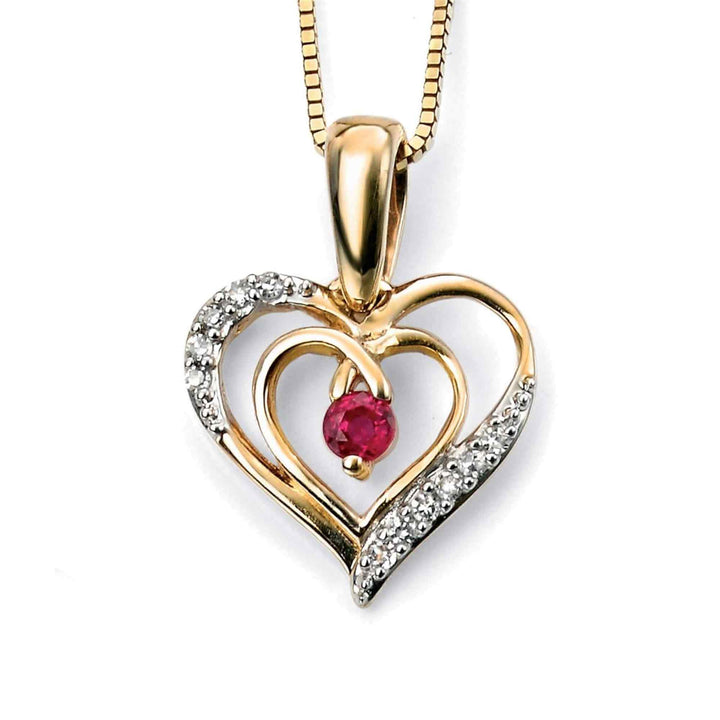 Elements Gold GP924R Open Heart Ruby Diamond Pendant Only