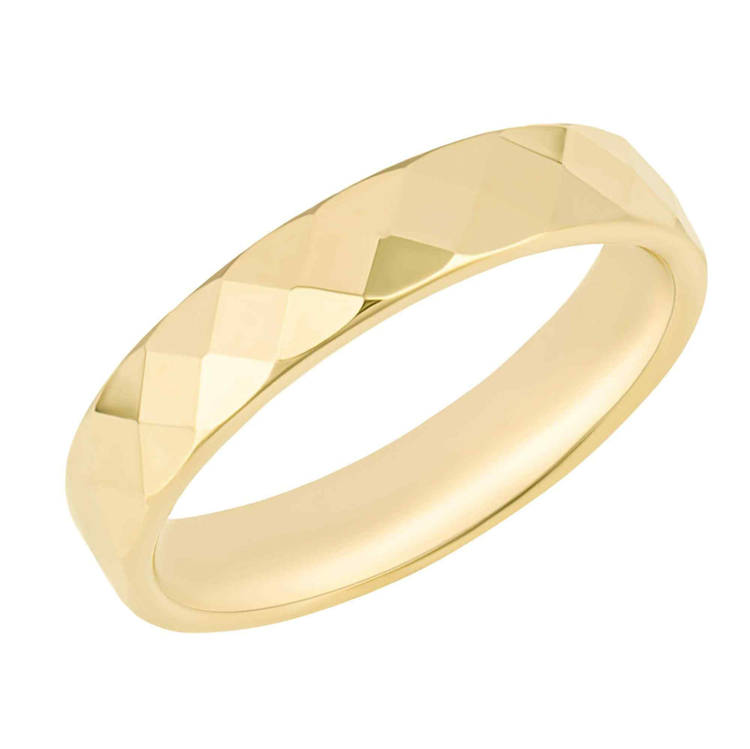 Elements Gold GR616 52 Hexagonal Textured Ring