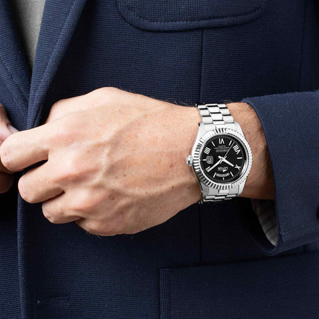Lotus L18854/4 Men's Black Dial Day Date Watch