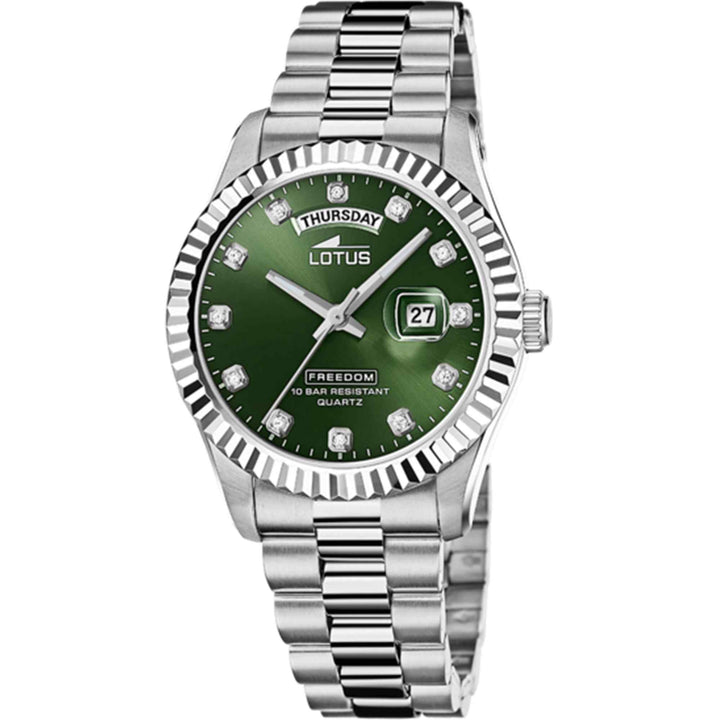 Lotus L18854/6 Men's Green Dial Day Date Watch