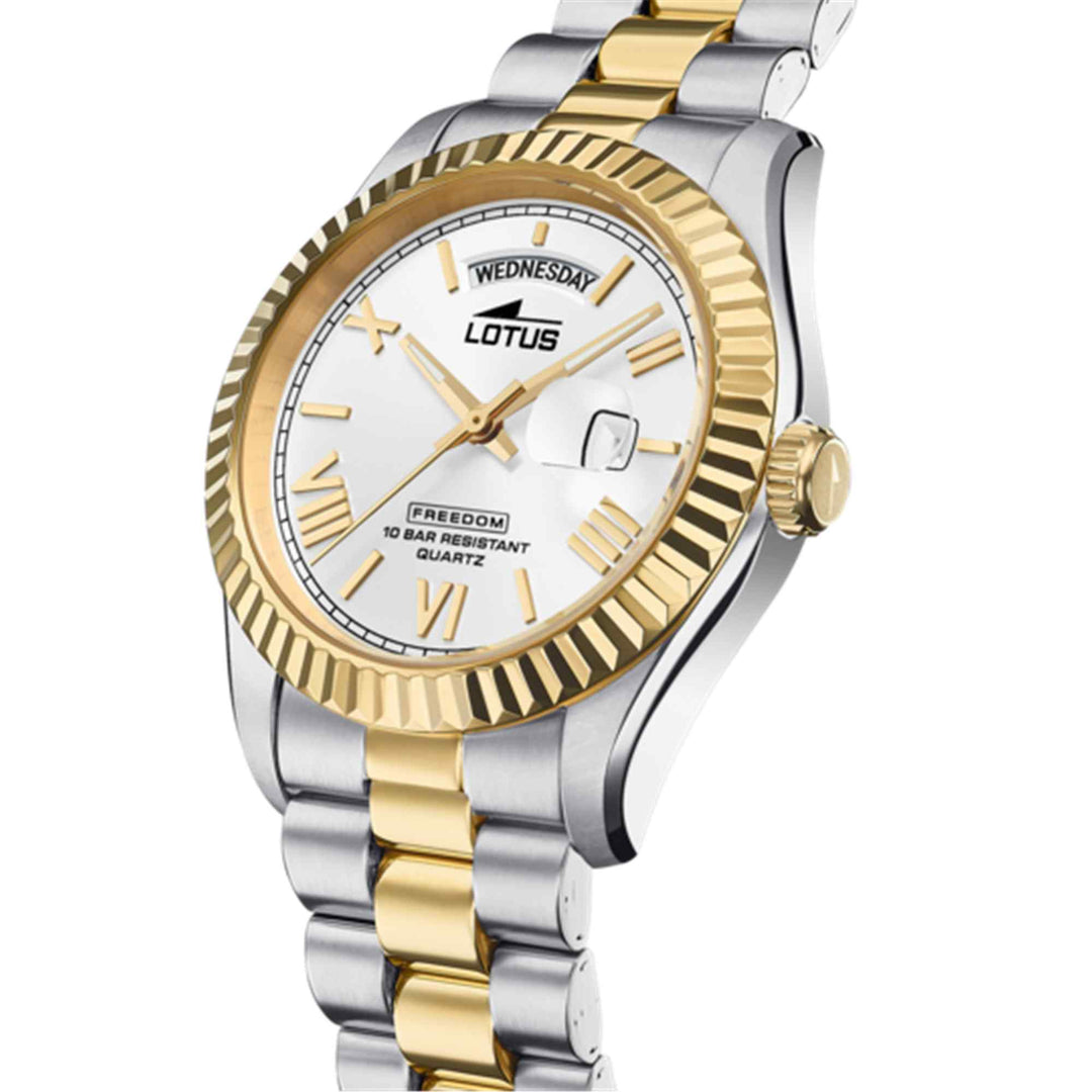Lotus L18855/1 Men's Silver Dial Day Date Two Tone Watch