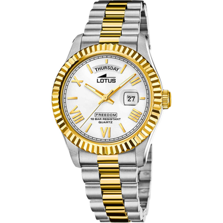 Lotus L18855/1 Men's Silver Dial Day Date Two Tone Watch