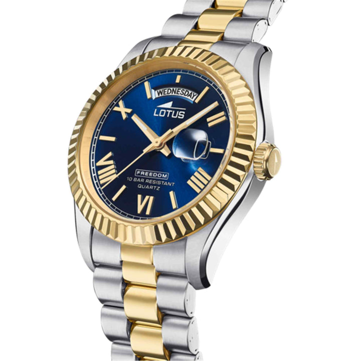Lotus L18855/2 Men's Blue Dial Day Date Two Tone Watch