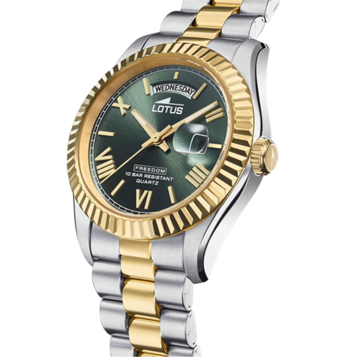 Lotus L18855/3 Men's Green Dial Day Date Two Tone Watch