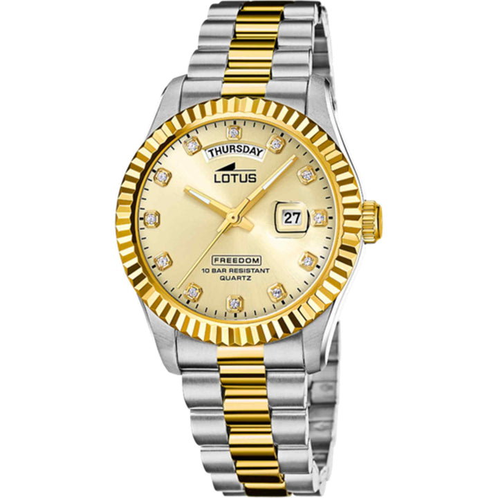 Lotus L18855/4 Men's Gold Dial Day Date Two Tone Watch