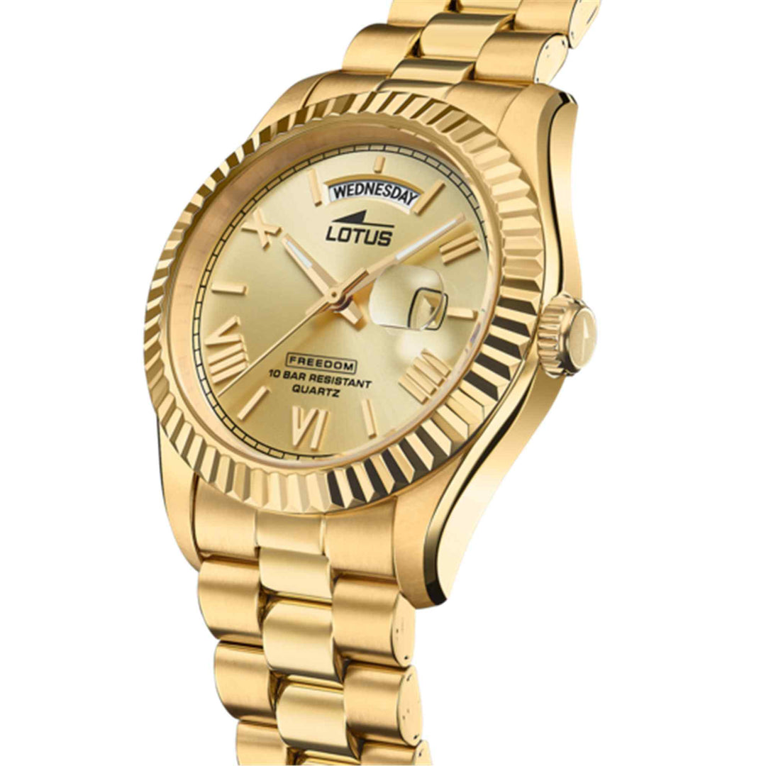 Lotus L18857/1 Men's Gold Dial Day Date Watch