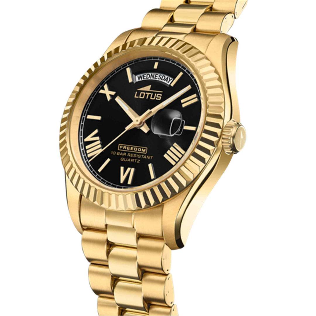 Lotus L18857/4 Men's Black Dial Day Date Watch