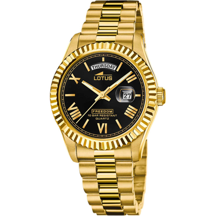 Lotus L18857/4 Men's Black Dial Day Date Watch