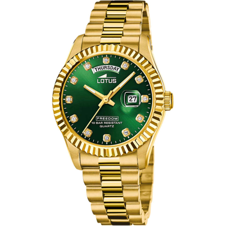 Lotus L18857/6 Men's Green Dial Day Date Watch