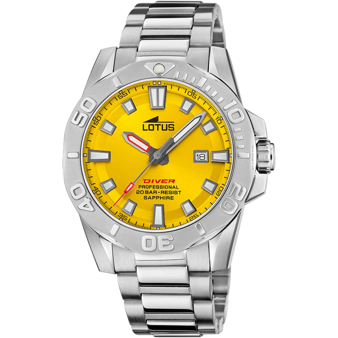 Lotus L18926/1 Men's Yellow Dial Diver Wristwatch (8106669244642)