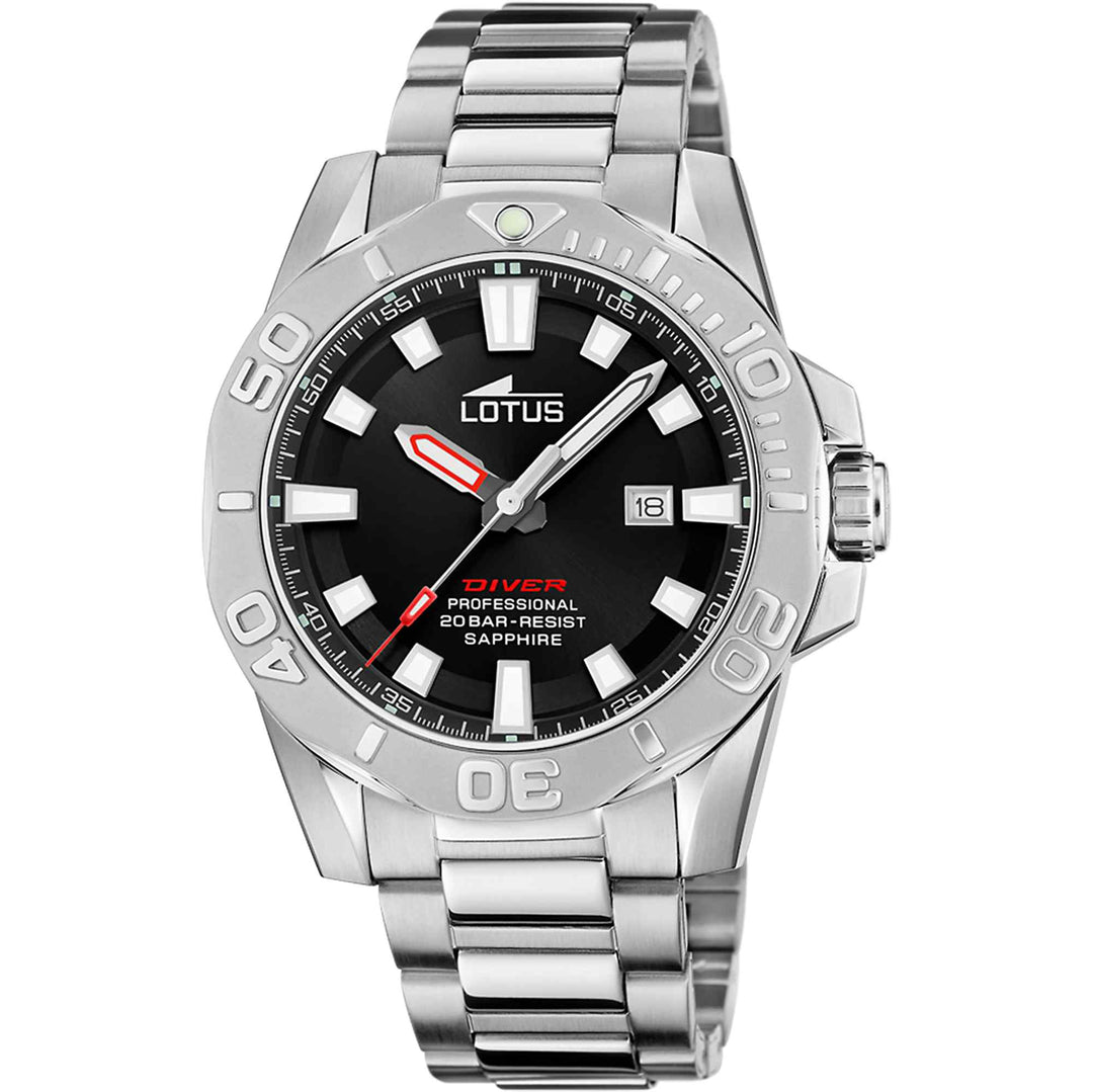 Lotus L18926/6 Men's Black Dial Diver Wristwatch (8106918936802)