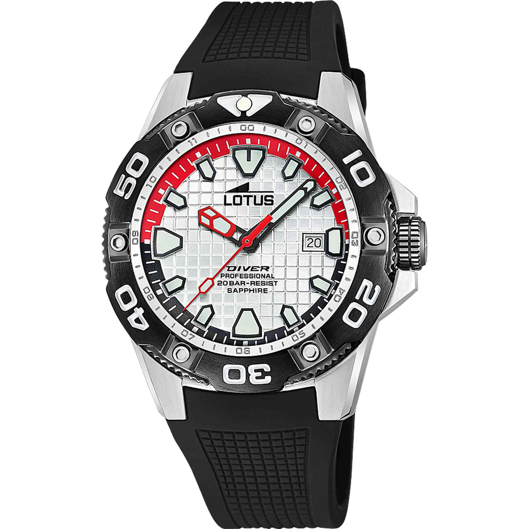 Lotus L18927/1 Men's Silver Tone Dial Diver Wristwatch (8106932011234)