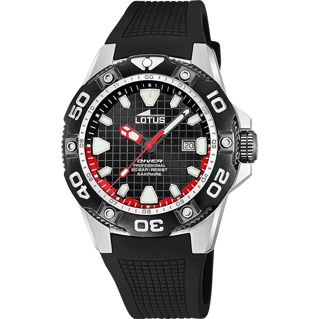 Lotus L18927/4 Men's Black Dial Diver Wristwatch (8106936598754)
