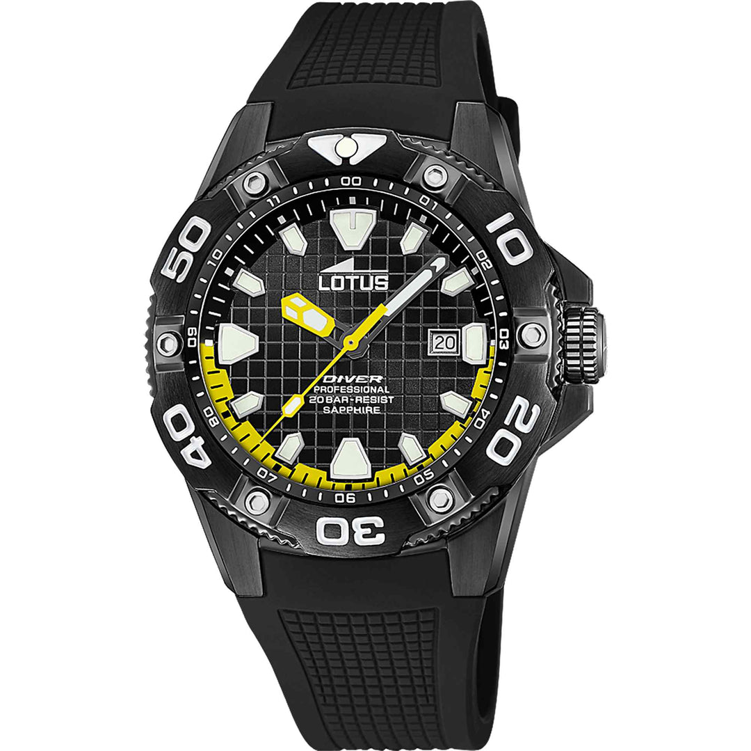 Lotus L18928/2 Men's Black Dial Diver Wristwatch (8106945085666)