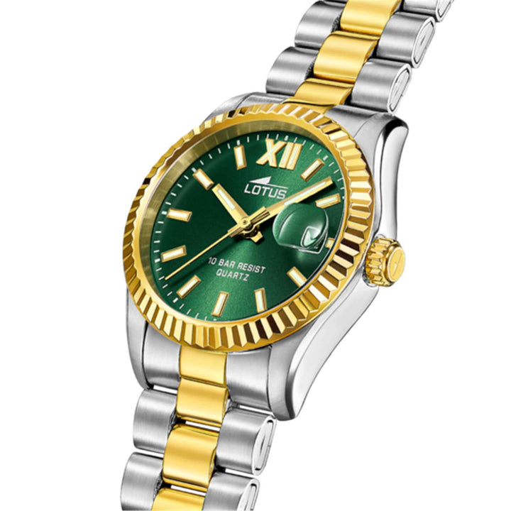 Lotus L18931/3 Women's Freedom Green Dial Two Tone Wristwatch