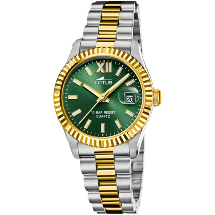 Lotus L18931/3 Women's Freedom Green Dial Two Tone Wristwatch