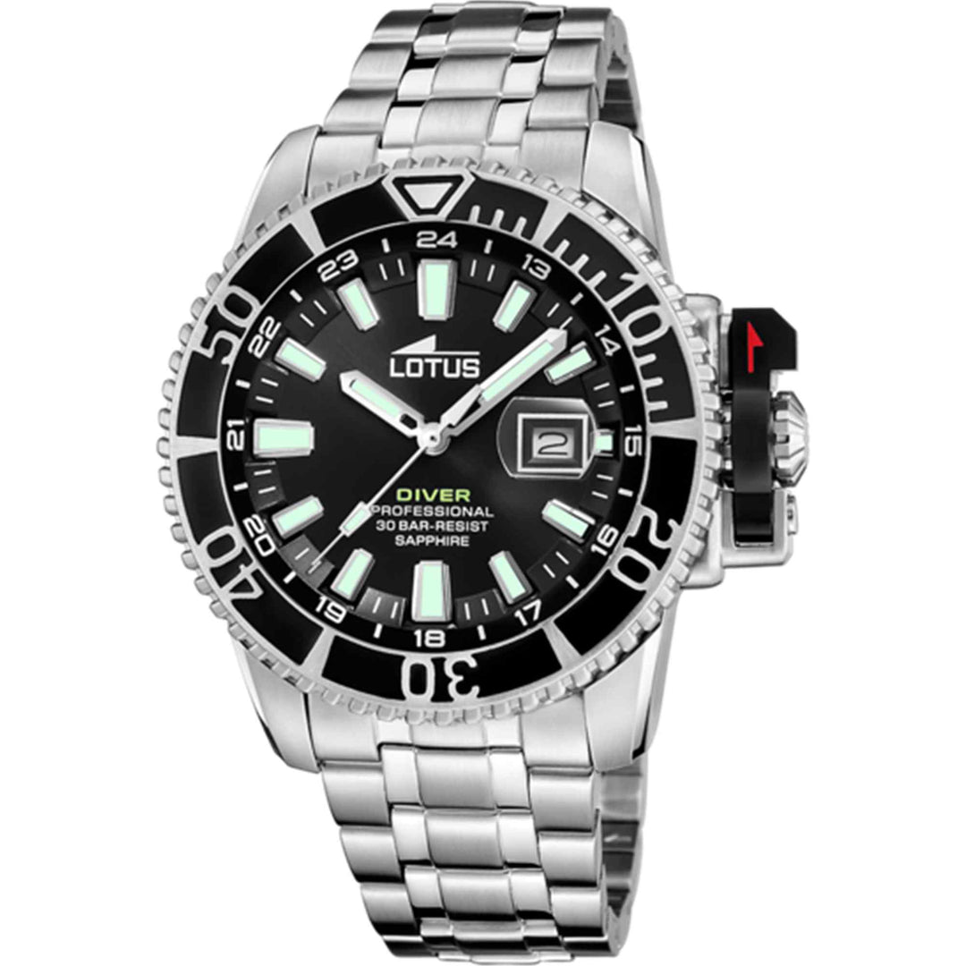 Lotus L18938/4 Men's Black Dial Diver Wristwatch