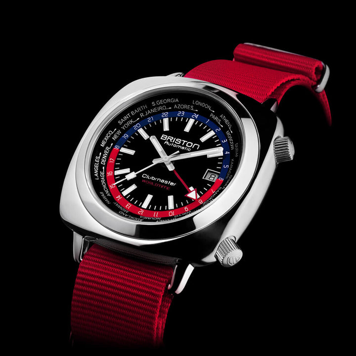Briston Clubmaster Traveler Worldtime - Acier - Rouge 20842.PS.W.P.NR Watch