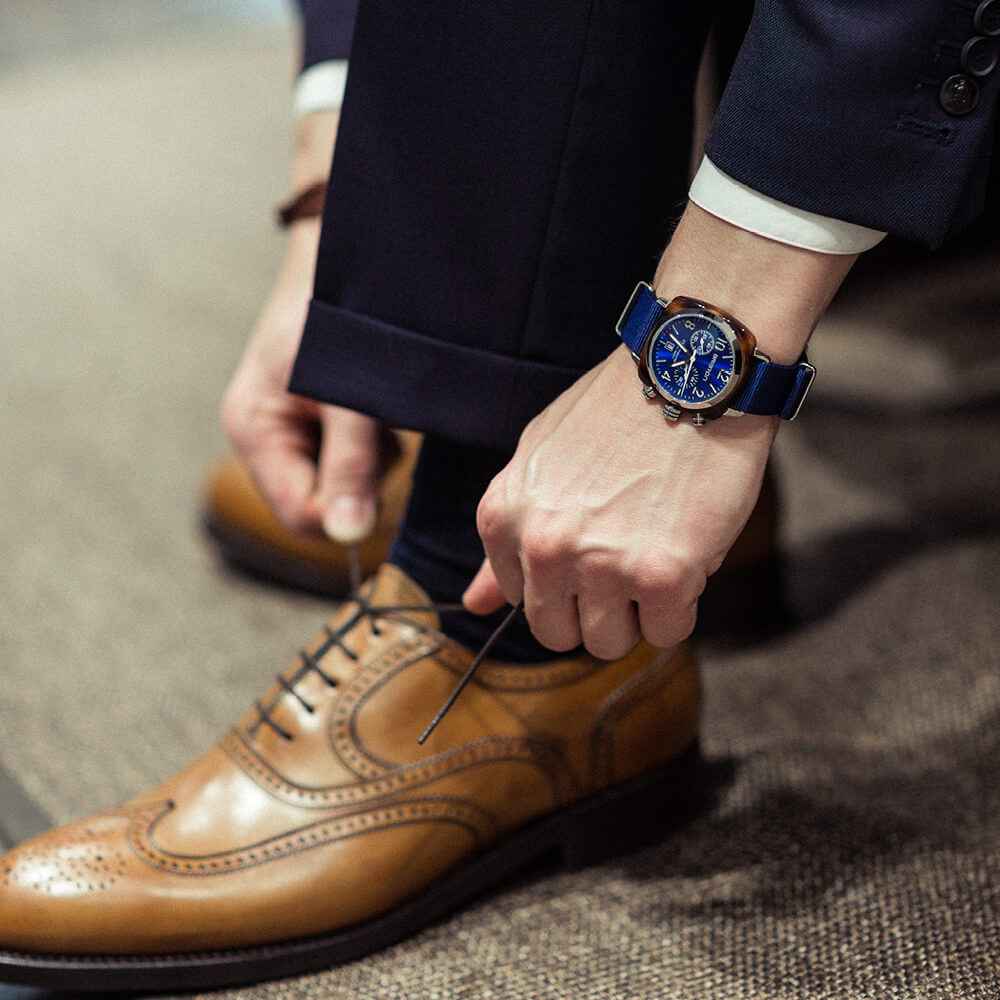 Briston Clubmaster Classic - Chrono - Bleu Marine 15140.SA.T.9.NNB Watch