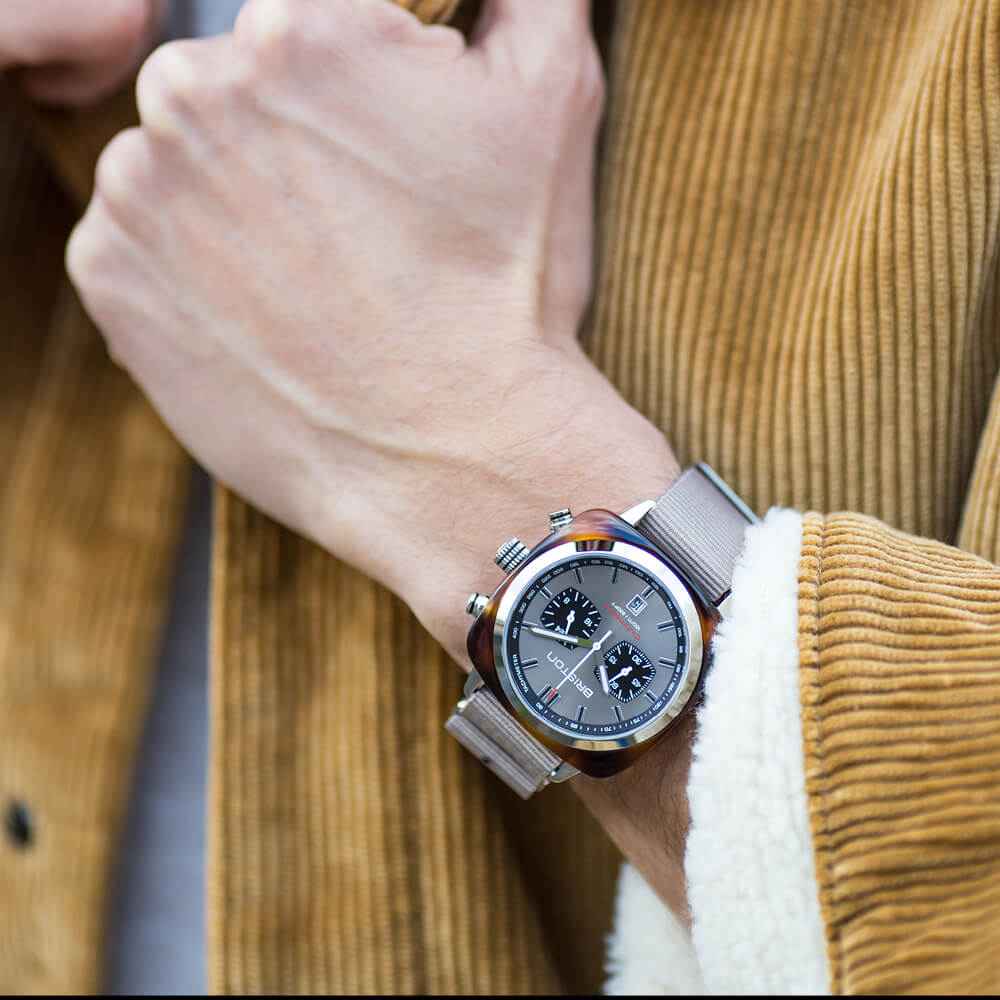 Briston Clubmaster Sport - Chrono - Gris Taupe 20142.SA.TS.30.NT Watch
