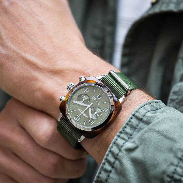 Briston Clubmaster Classic - Chrono - Vert Olive 19140.SA.T.26.NOL Watch