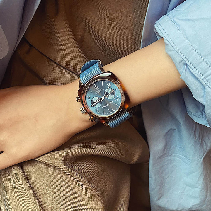 Briston Clubmaster Classic - Chrono - Bleu glacier 19140.SA.T.25.NIB Watch