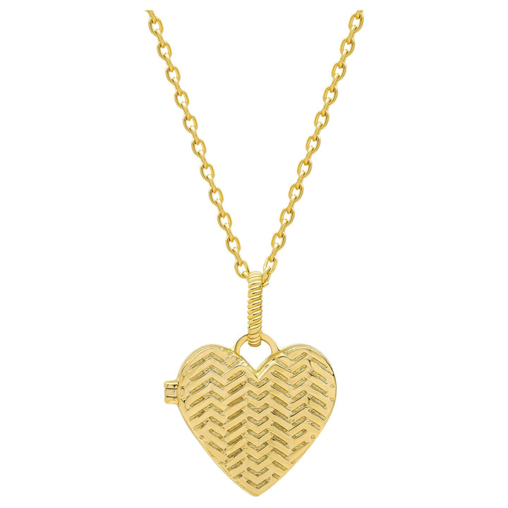 Laura Ashley N4672 Picnic Basket Weave Heart Locket Necklace Sterling Silver