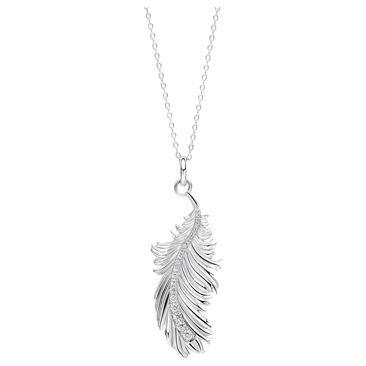Laura Ashley N4717C Plume Feather Necklace Sterling Silver