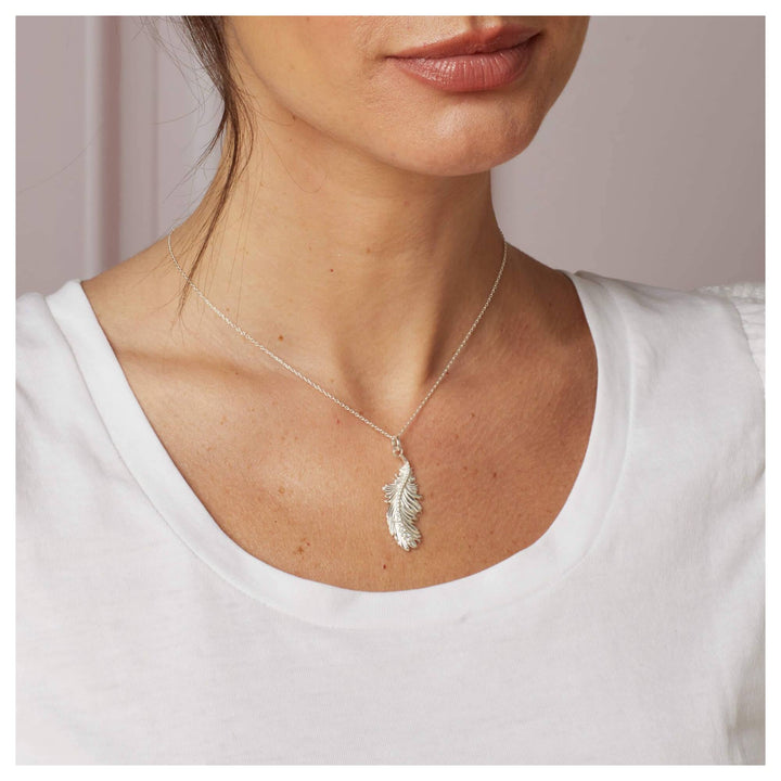 Laura Ashley N4717C Plume Feather Necklace Sterling Silver