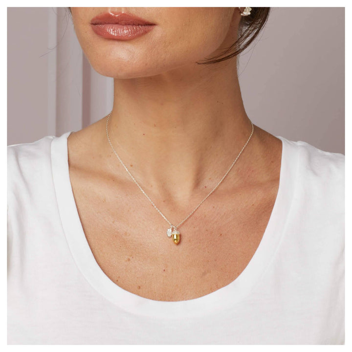 Laura Ashley N4721 Broadoak Acorn Necklace Sterling Silver