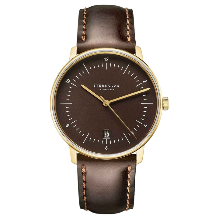 Sternglas S01-NAE21-BR01 Men's Naos Leather Strap Watch