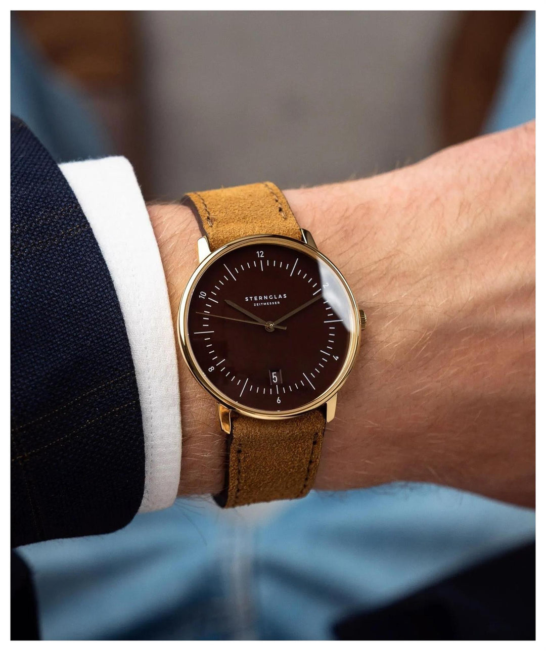Sternglas S01-NAE21-WL02 Men's Naos Leather Strap Watch