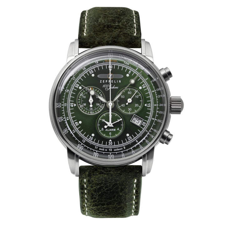 Zeppelin 8680-4 100 år grøn urskive kronograf armbåndsur - hs johnson