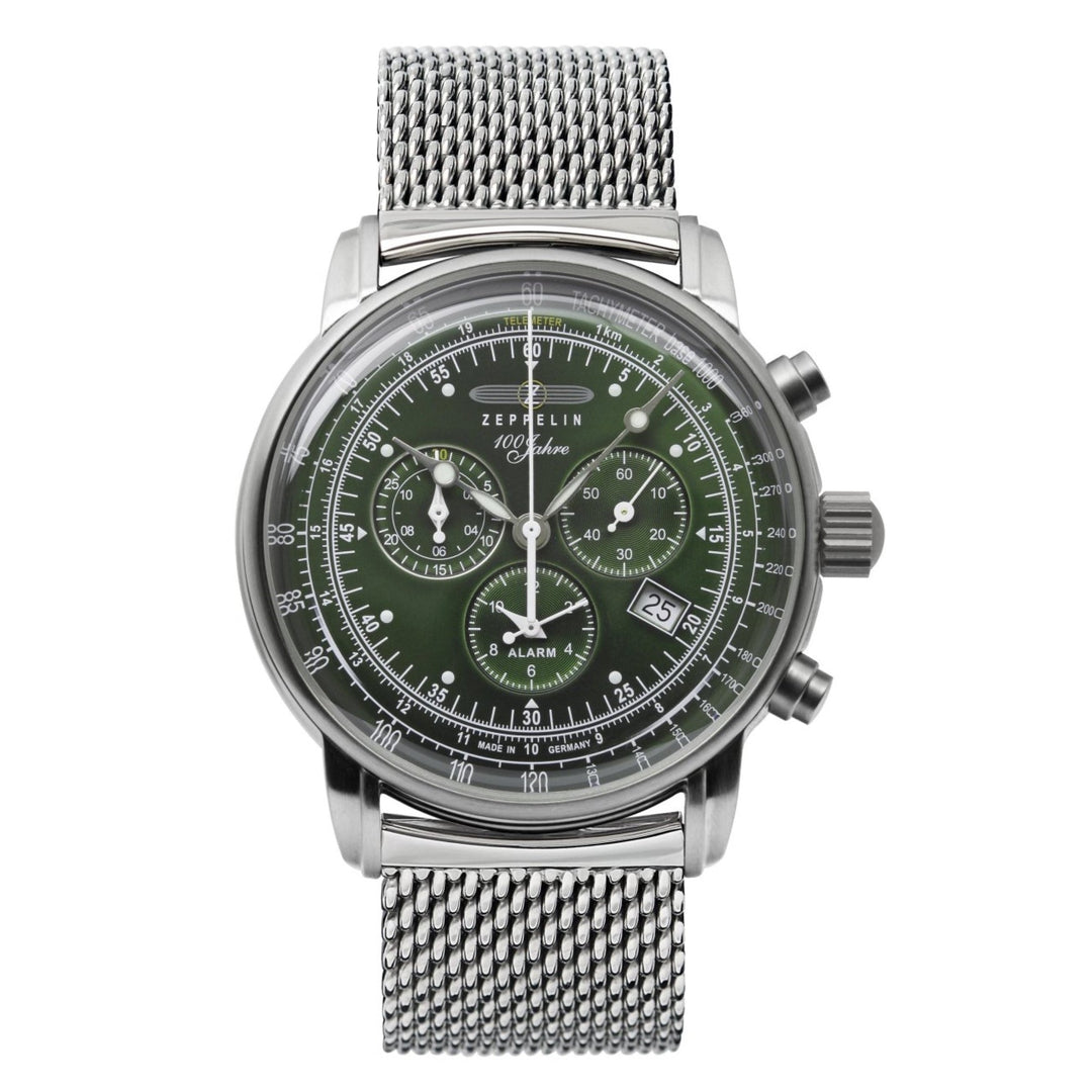 Zeppelin 8680M-4 100 Years Green Dial Chronograph Wristwatch - H S Johnson (7505127112930)