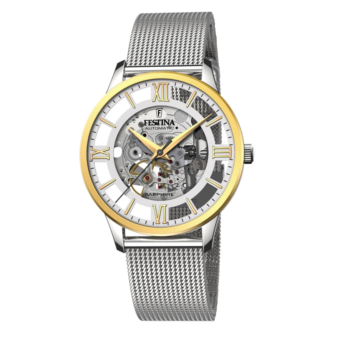 Festina F20537/1 zweifarbige Automatik-Armbanduhr für Herren in Silber und Gold – HS Johnson