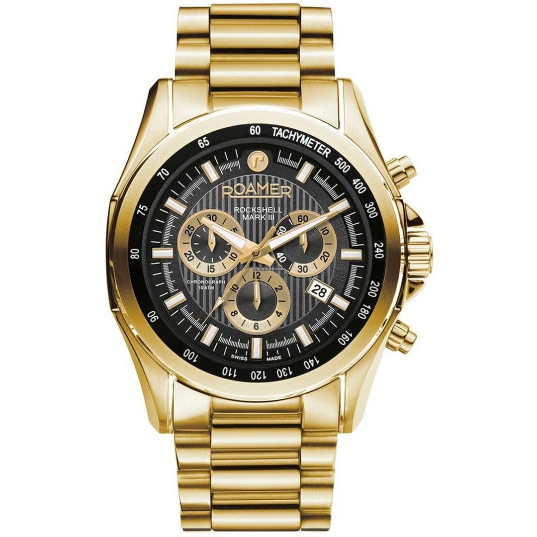 Roamer 220837 48 55 20 montre-bracelet chronographe à cadran noir rockshell mark iii - hs johnson (7800801296610)