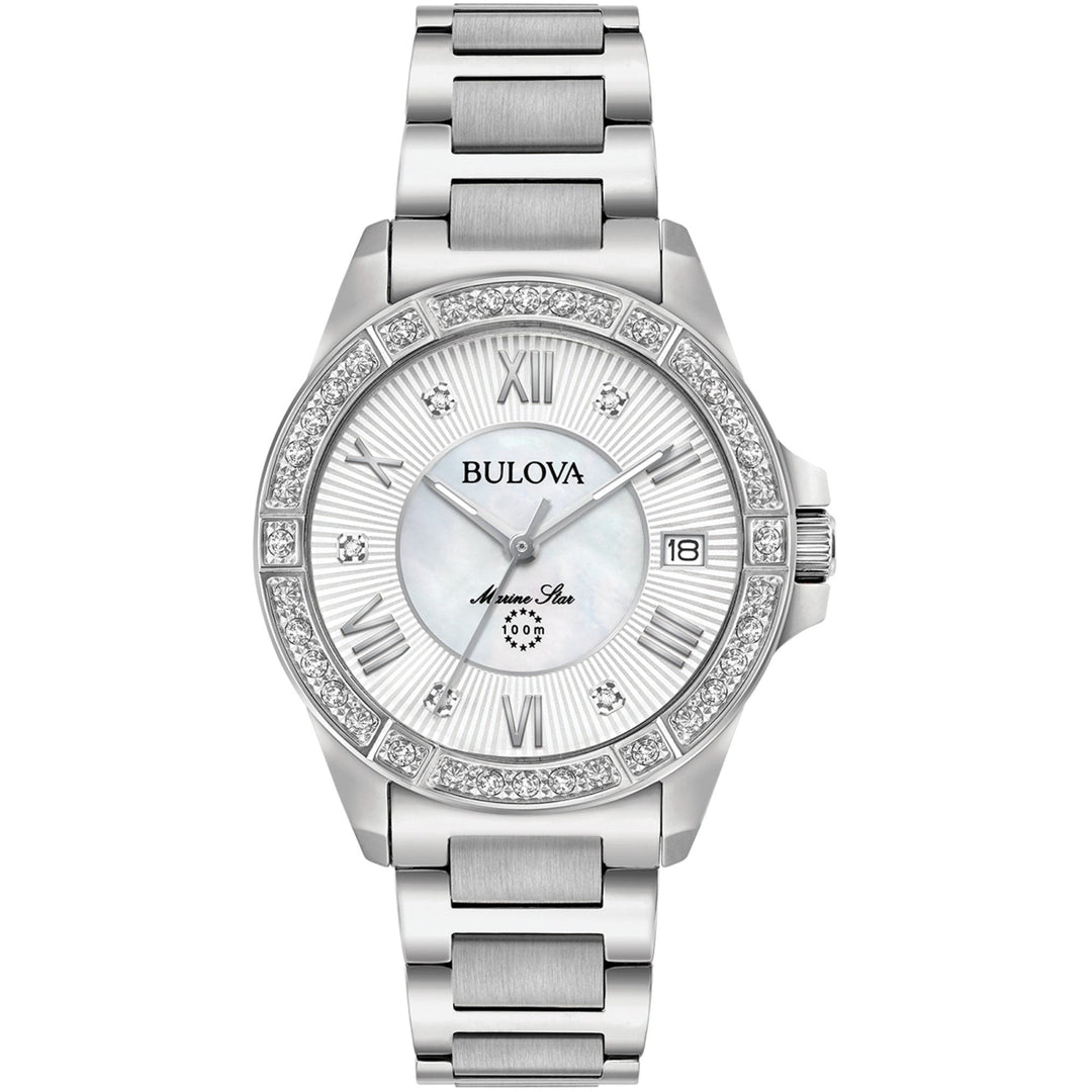 Bulova 96R232 Damen-Armbanduhr mit Diamant-Marine-Stern-Stahlarmband – HS Johnson