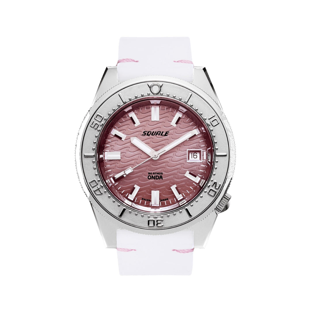 Squale 1521PINK Onda Automatic White Leather Wristwatch - H S Johnson (7800816795874)