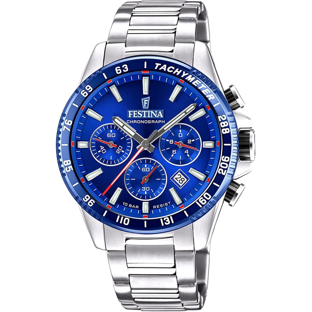Festina F20560/3 Herren-Armbanduhr mit blauem Zifferblatt und Edelstahlarmband – HS Johnson