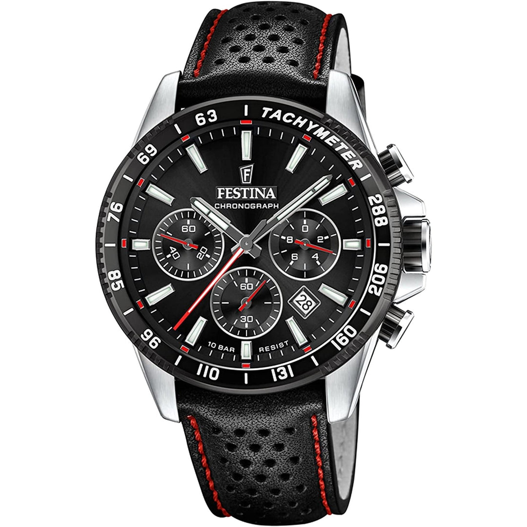 Festina F20561/4 Men's Black Dial And Leather Strap Wristwatch - H S Johnson (7505223188706)