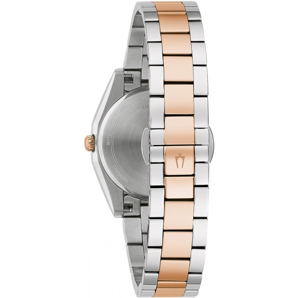 Bulova 98P207 Damen-Armbanduhr mit zweifarbigem Stahlarmband und Diamantzifferblatt – HS Johnson