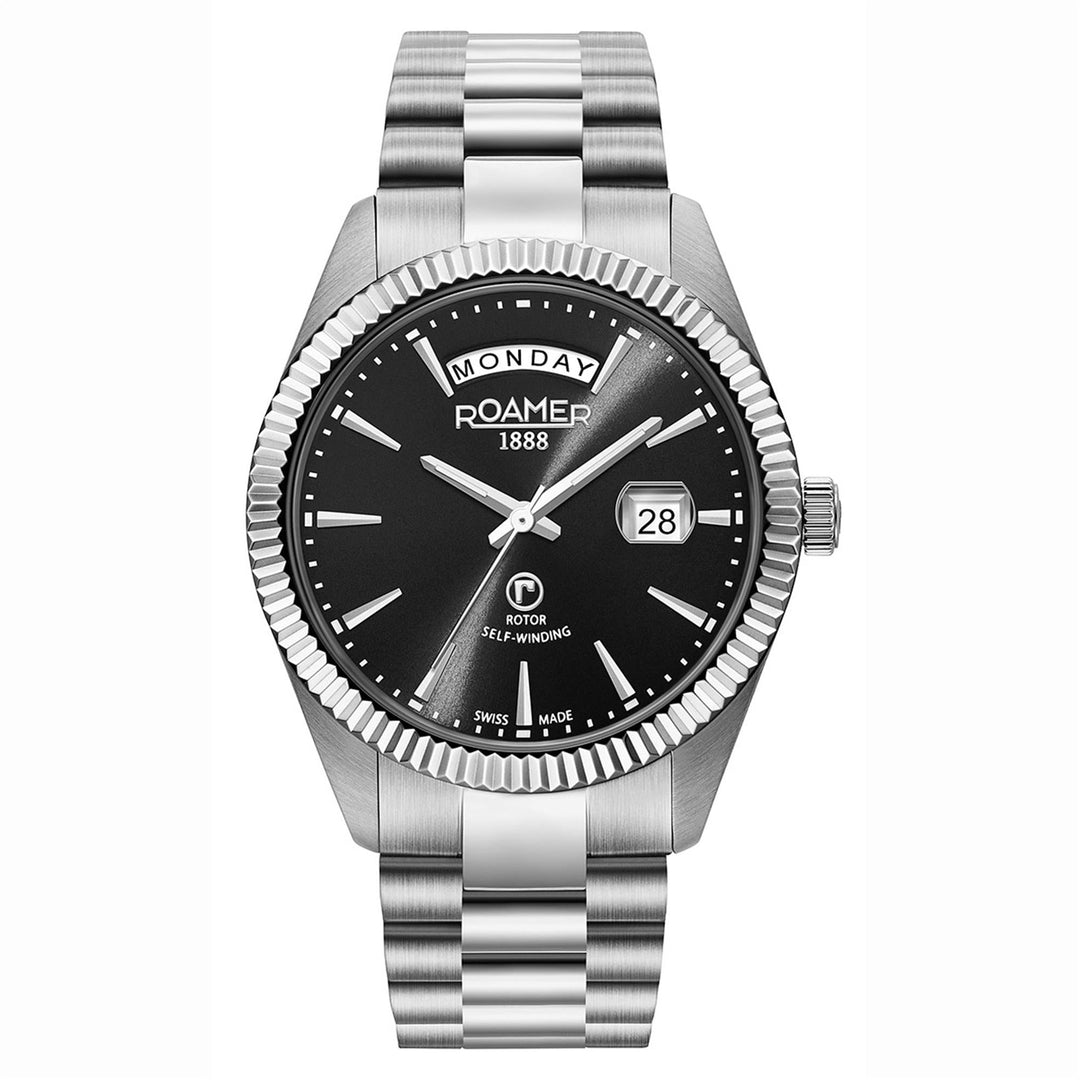 Roamer 981662 41 55 90 Primeline automatische Armbanduhr mit schwarzem Zifferblatt – HS Johnson