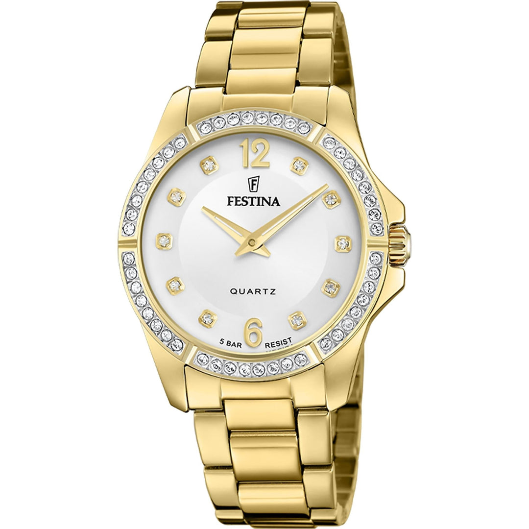 Festina F20596/1 Damen-Armbanduhr Mademoiselle mit goldfarbenem Armband – HS Johnson