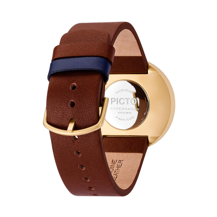 Picto 43376-4720mg Armbanduhr mit staubblauem Zifferblatt und braunem Armband – HS Johnson