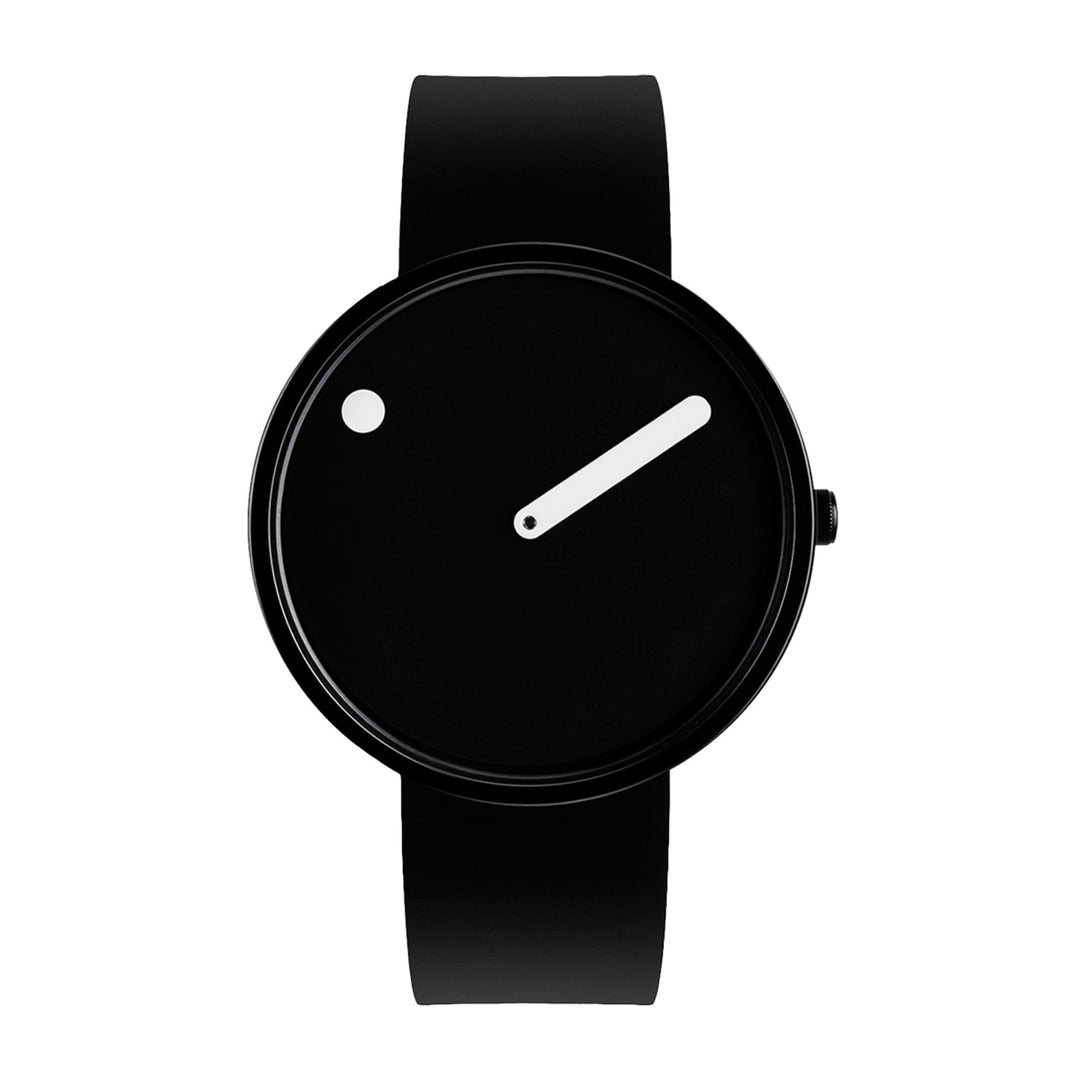 Picto 43361-0120b Armbanduhr mit schwarzem Zifferblatt und Silikonarmband – HS Johnson